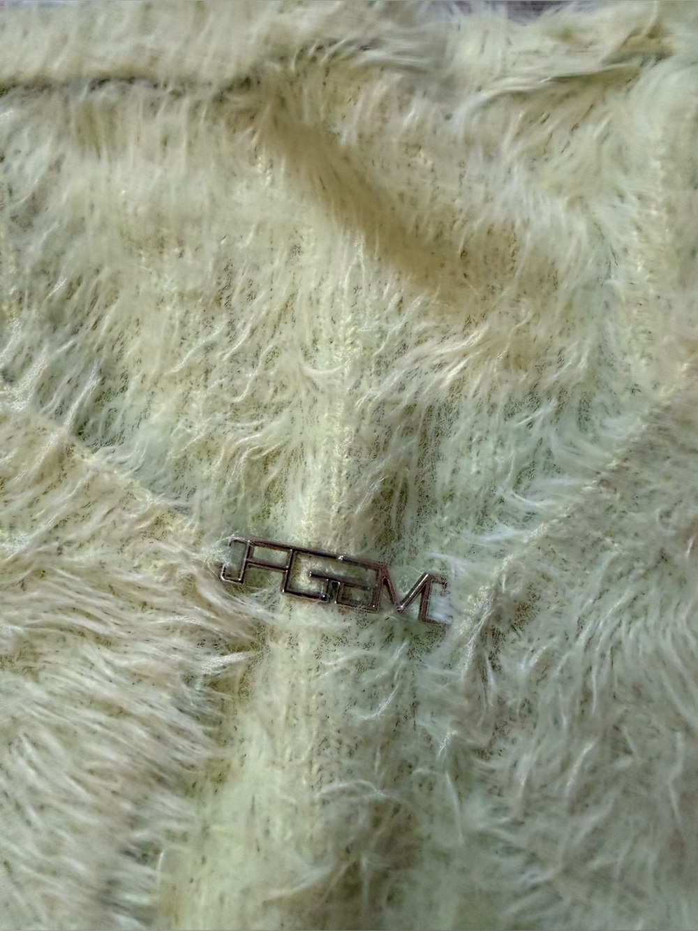 Fendi FGM Logo Fuzzy Knit Sweater in Light Green